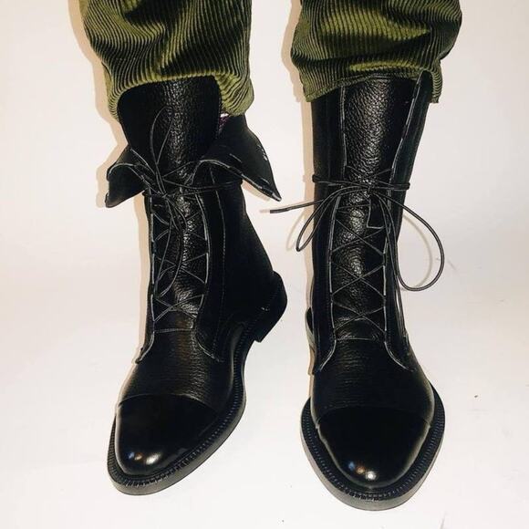 Inch2 Leather Brogue Lace Up Combat Boots Boots in Size 5 / 35 - Picture 1 of 6